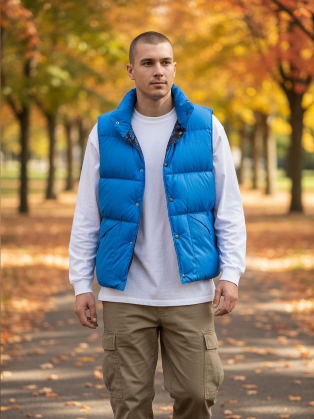 L.L. Bean Bright Blue Quilted Puffer Vest